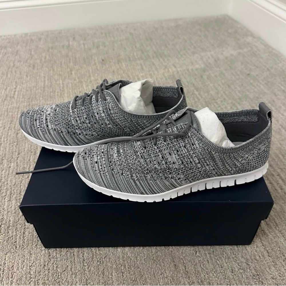 Womens Cole Haan Zerogrand Heather Gray Wingtip Knit Shoes Sneakers Size 8